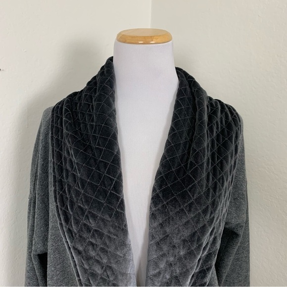 Soft Surroundings Lilas Gray Velvet Trim Cardigan Drawstring Waist Size M - Picture 12 of 16